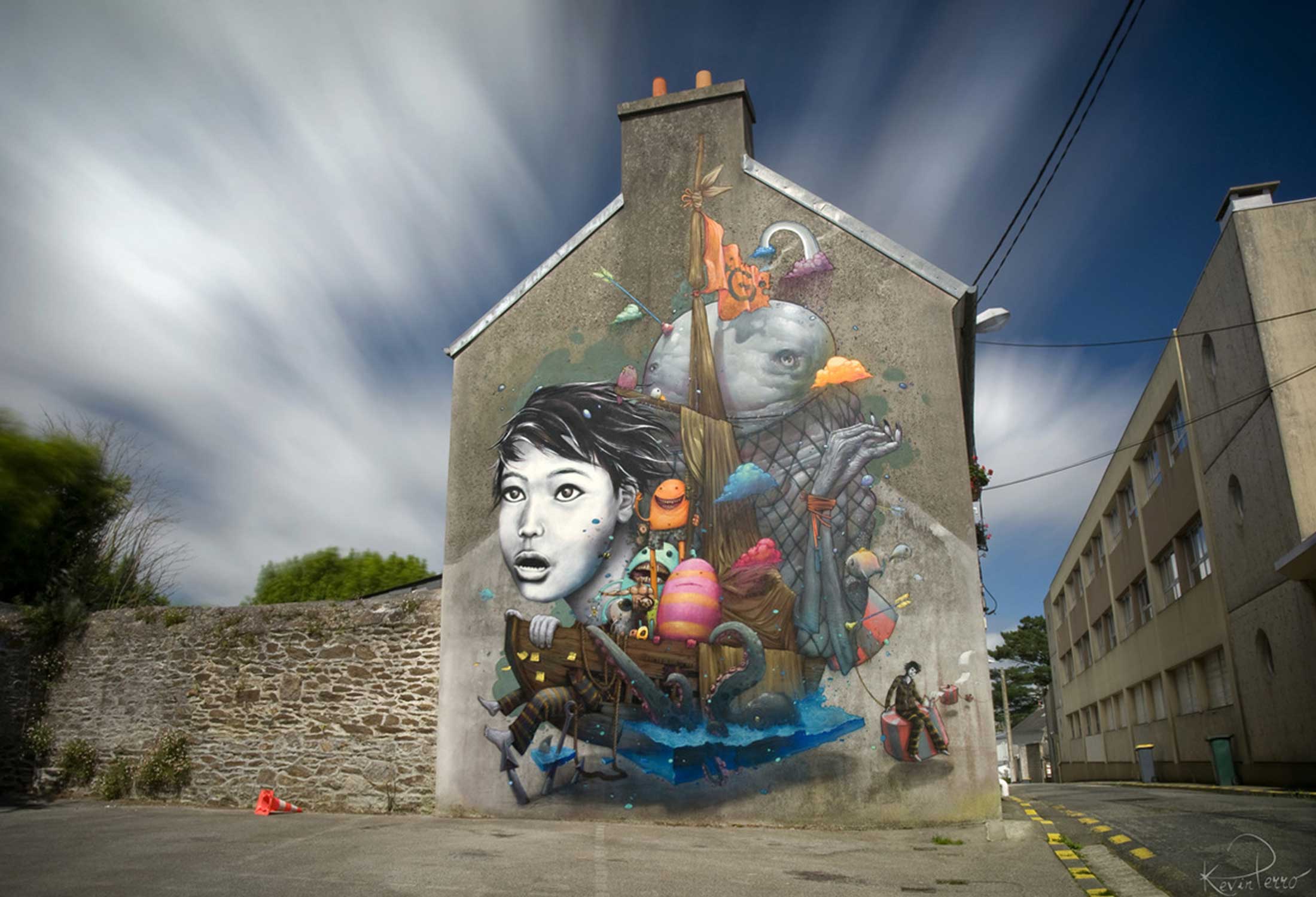 La Pêche Miraculeuse by Liliwenn and Bom. K is an enchanting and memorable mural with vibrant and beautiful colors.