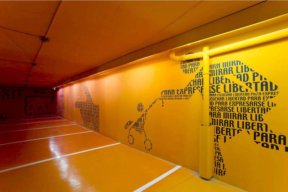Teresa Sapey reinvented a dull and unwelcoming place with parking lot art at the Puerta de América hotel. This garage is a design example inspiring many.
