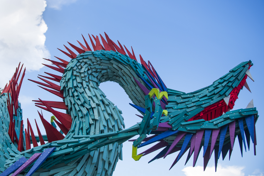 Gabor Szoke Chinese Dragon Public Animal Sculpture Closeup