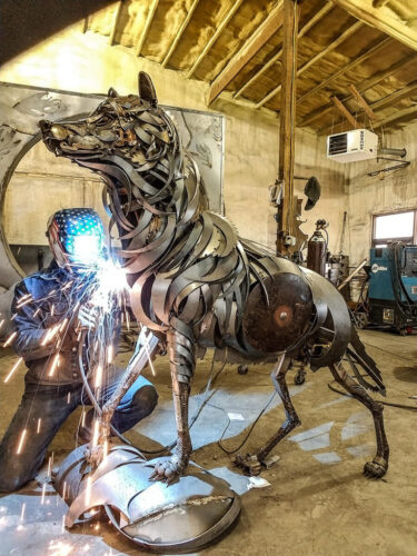 John Lopez Wolf Scrap Metal Sculpture