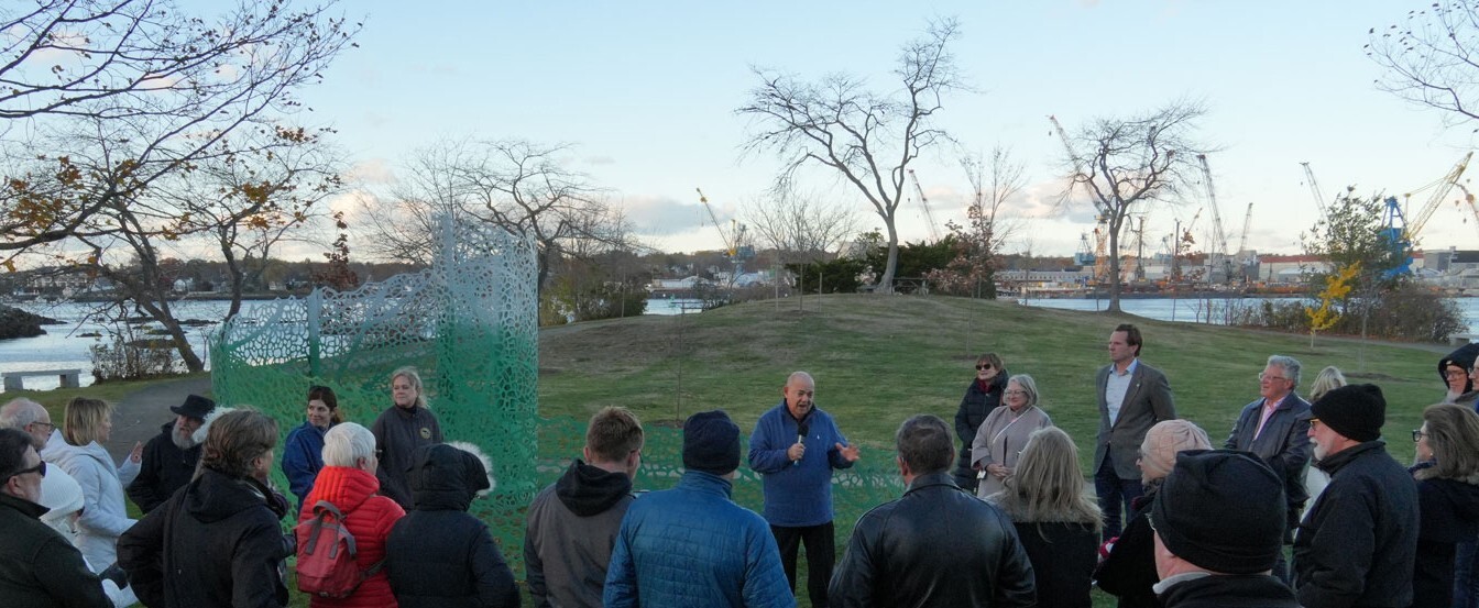 Vito Di Bari shared insights into how the sculpture’s organic forms and mathematical patterns were designed to foster a place for reflection and connection within the Portsmouth community